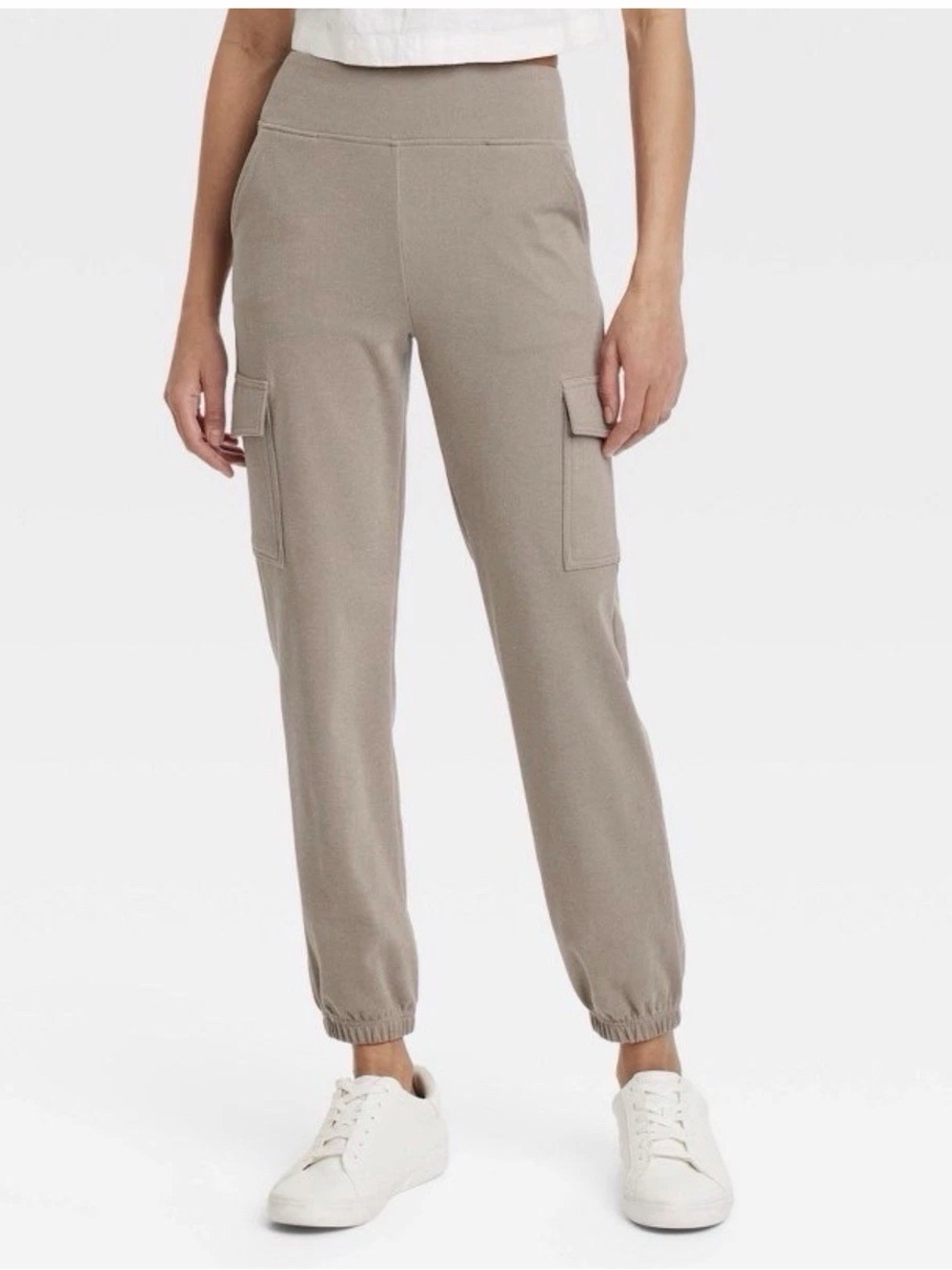 Women's Relaxed Fit Super Soft Cargo Joggers - A New Day Walnut Brown XL